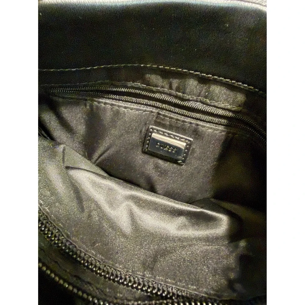 Guess Los Angeles Black Rhinestone Mini Tote Crossbody Bag Satchel Silver Logo